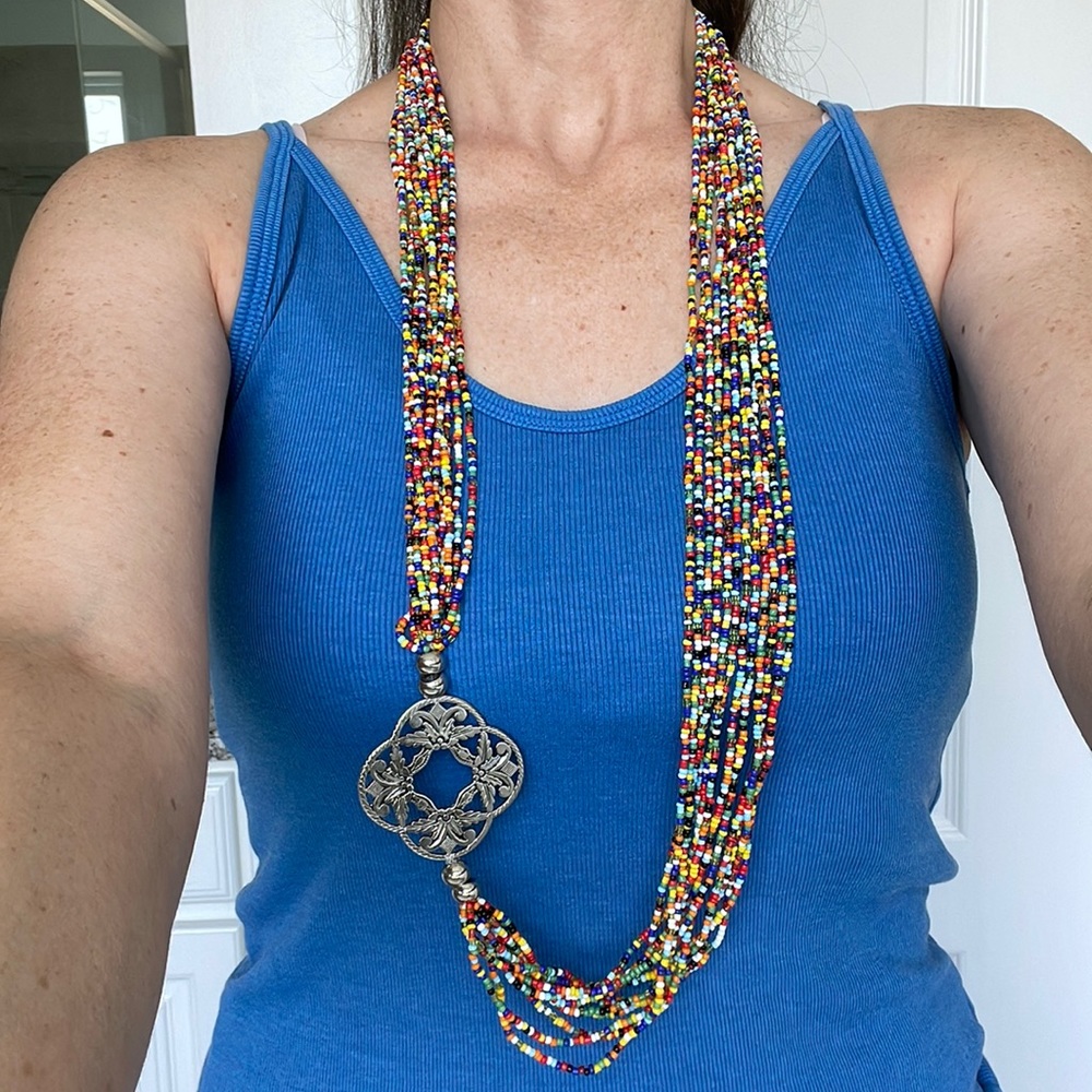Beaded long necklace